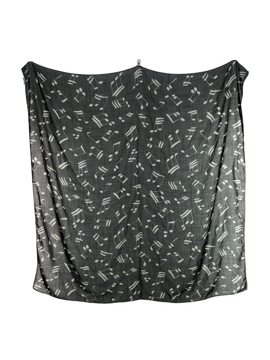 Yves Saint Laurent Accessories - Saint Laurent Paris Musical Note Pattern Shawl Black Scarf
